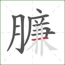 臁的笔顺第13画：横