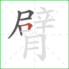 臂的笔顺第5画:横折 臂的笔顺第5画:横折