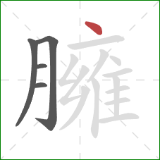 臃的笔顺第5画:点 臃的笔顺第5画:点