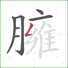 臃的笔顺第7画:撇折 臃的笔顺第7画:撇折