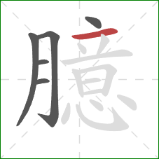 臆的笔顺第6画:横 臆的笔顺第6画:横