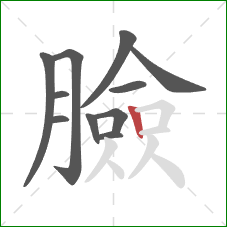 臉的笔顺第11画：竖