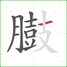 臌的笔顺第14画:横 臌的笔顺第14画:横