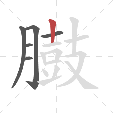 臌的笔顺第6画:竖 臌的笔顺第6画:竖