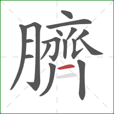 臍的笔顺第17画:横 臍的笔顺第17画:横