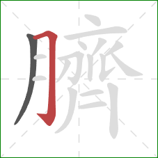 臍的笔顺第2画:横折钩 臍的笔顺第2画:横折钩