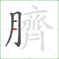 臍的笔顺第4画:横 臍的笔顺第4画:横