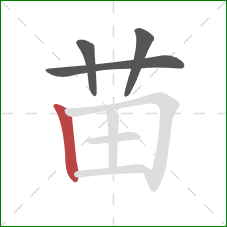 苗的笔顺第4画：竖