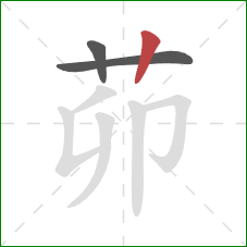 茆的笔顺第3画：竖