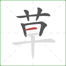草的笔顺第6画：横