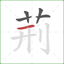 荊的笔顺第5画：横