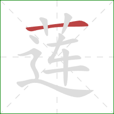 莲的笔顺第1画:横 莲的笔顺第1画:横