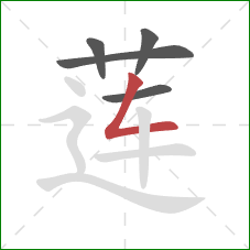 莲的笔顺第5画:撇折 莲的笔顺第5画:撇折