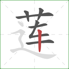 莲的笔顺第7画:竖 莲的笔顺第7画:竖