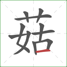 菇的笔顺第11画：横