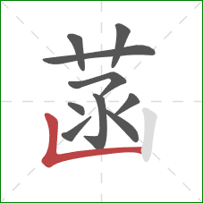 菡的笔顺第10画：竖折/竖弯