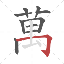 萬的笔顺第10画:横折钩 萬的笔顺第10画:横折钩