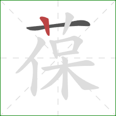 葆的笔顺第2画：竖
