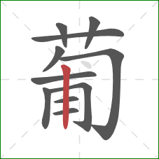 葡的笔顺第11画:竖 葡的笔顺第11画:竖