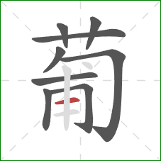 葡的笔顺第9画:横 葡的笔顺第9画:横