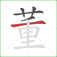 董的笔顺第5画：横