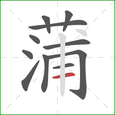 蒲的笔顺第11画:横 蒲的笔顺第11画:横
