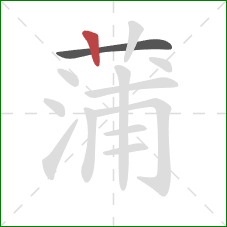 蒲的笔顺第2画:竖 蒲的笔顺第2画:竖