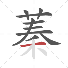 蓁的笔顺第10画:横 蓁的笔顺第10画:横