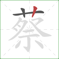 蔡的笔顺第3画：竖