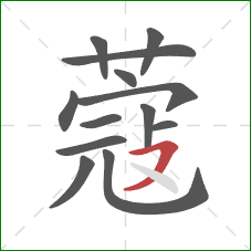 蔻的笔顺第13画:横撇/横钩 蔻的笔顺第13画:横撇/横钩