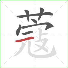 蔻的笔顺第8画:横 蔻的笔顺第8画:横