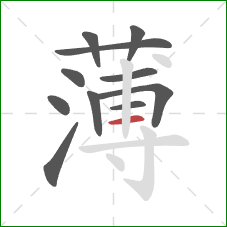 薄的笔顺第11画：横