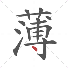 薄的笔顺第16画：点