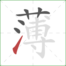 薄的笔顺第6画：提