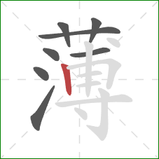 薄的笔顺第8画：竖