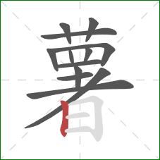 薯的笔顺第13画：竖