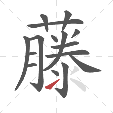 藤的笔顺第16画:提 藤的笔顺第16画:提