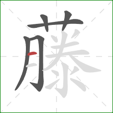 藤的笔顺第6画:横 藤的笔顺第6画:横