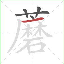 蘑的笔顺第5画：横