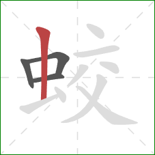 蛟的笔顺第4画:竖 蛟的笔顺第4画:竖