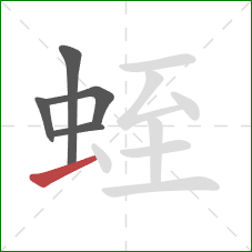 蛭的笔顺第5画:横 蛭的笔顺第5画:横