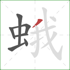 蛾的笔顺第7画:撇 蛾的笔顺第7画:撇