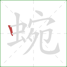 蜿的笔顺第1画:竖 蜿的笔顺第1画:竖