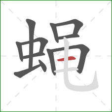 蝇的笔顺第12画：横