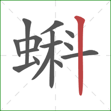 蝌的笔顺第15画:竖 蝌的笔顺第15画:竖