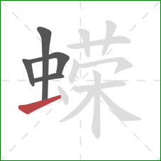 蝾的笔顺第5画：横