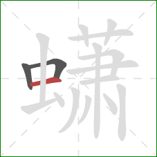 蟏的笔顺第3画:横 蟏的笔顺第3画:横