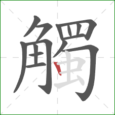 觸的笔顺第15画:竖 觸的笔顺第15画:竖