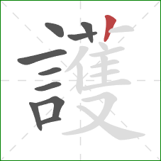 護的笔顺第10画：竖