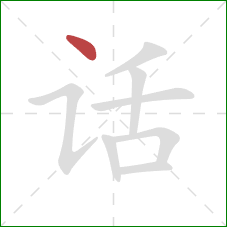 话的笔顺第1画:点 话的笔顺第1画:点